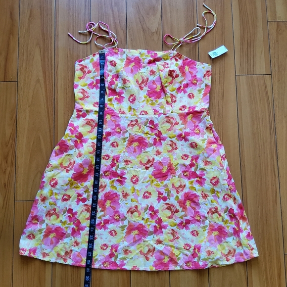 Old Navy New Floral Fit & Flare Tie Shoulder Mini Cami Dress Yellow Size XL - Picture 8 of 10